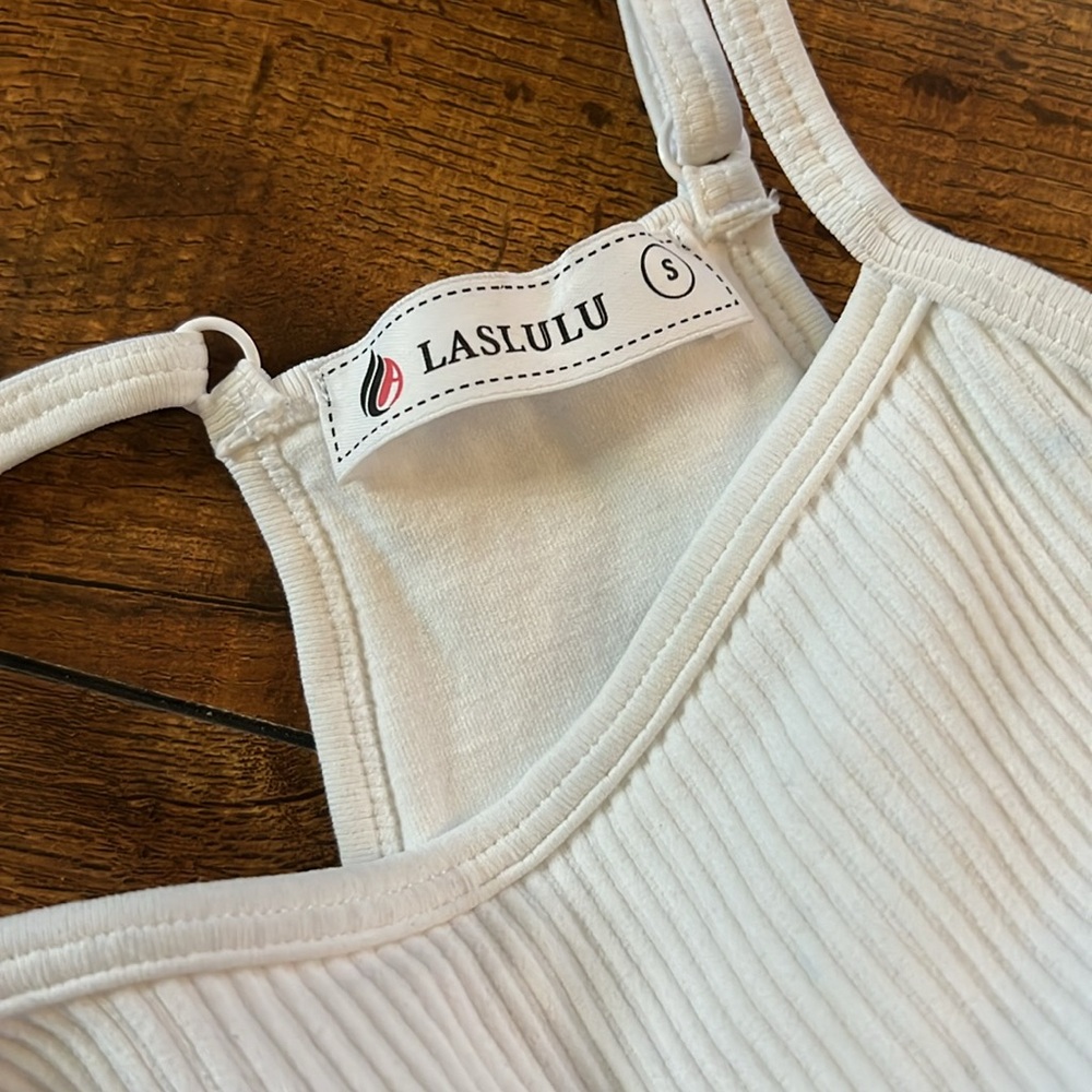 White Ribbed Tank Top - Picture 3 of 4